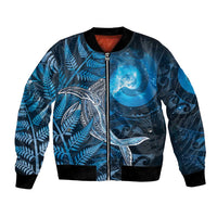 New Zealand Matariki Bomber Jacket Maori Koru With Humpback Whale Blue LT05 Unisex Blue - Polynesian Pride