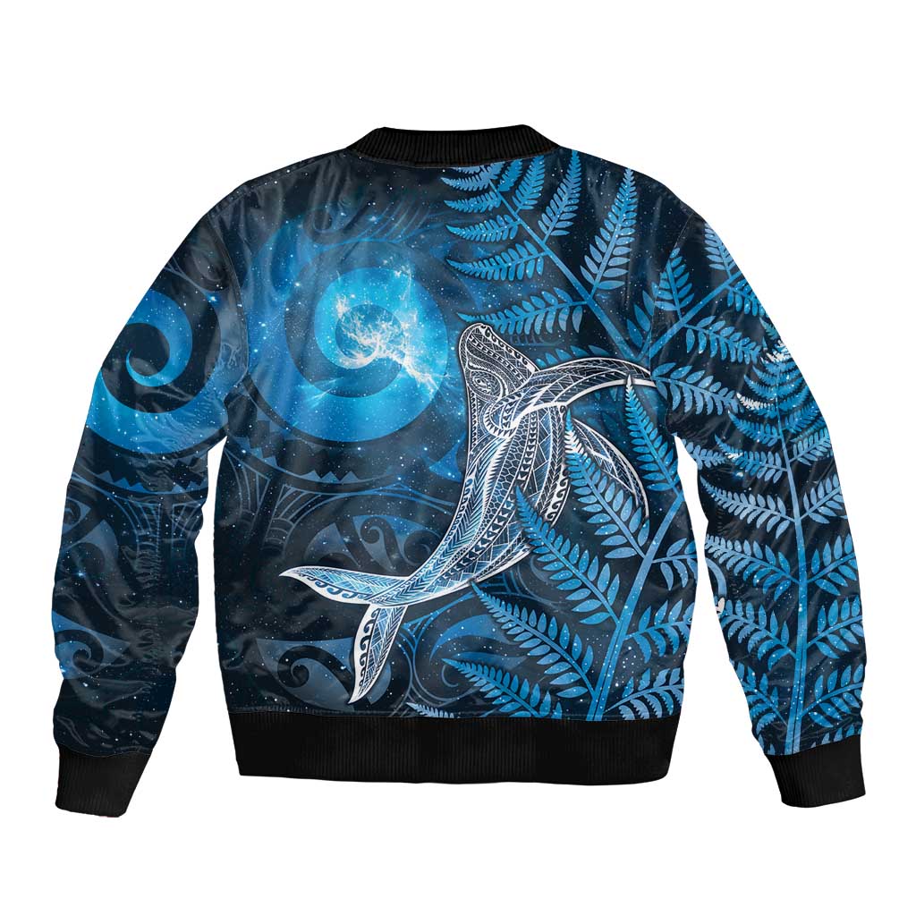 New Zealand Matariki Bomber Jacket Maori Koru With Humpback Whale Blue LT05 - Polynesian Pride