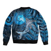 New Zealand Matariki Bomber Jacket Maori Koru With Humpback Whale Blue LT05 - Polynesian Pride