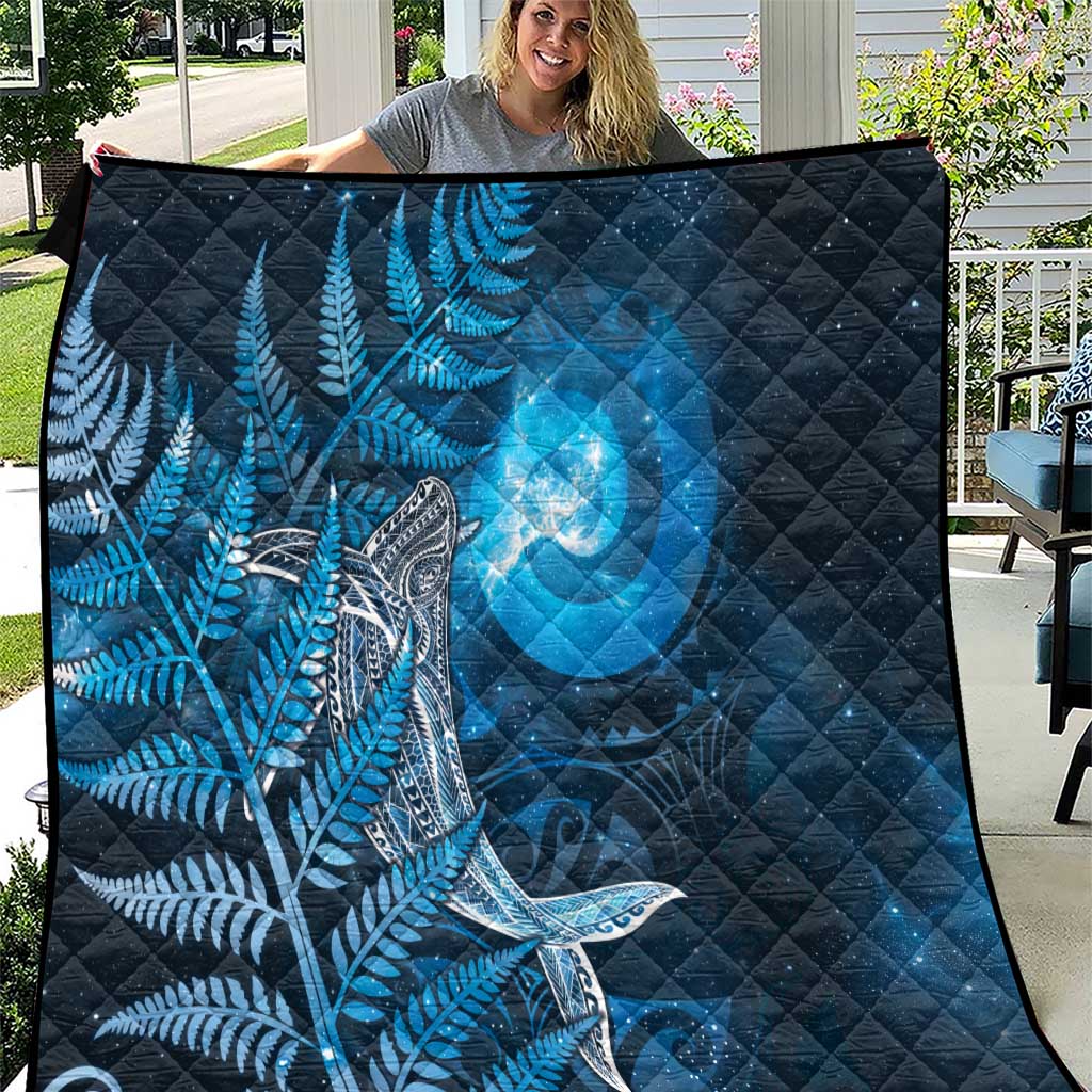 New Zealand Matariki Quilt Maori Koru With Humpback Whale Blue LT05 Blue - Polynesian Pride