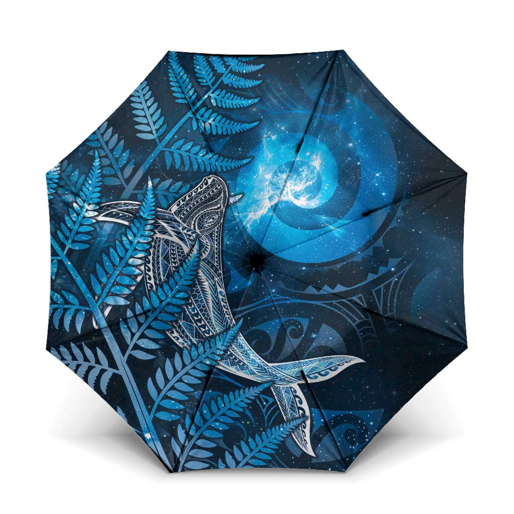 New Zealand Matariki Umbrella Maori Koru With Humpback Whale Blue LT05 One Size Folded 11.42 inch Opened Diameter 37.4 inch Blue - Polynesian Pride