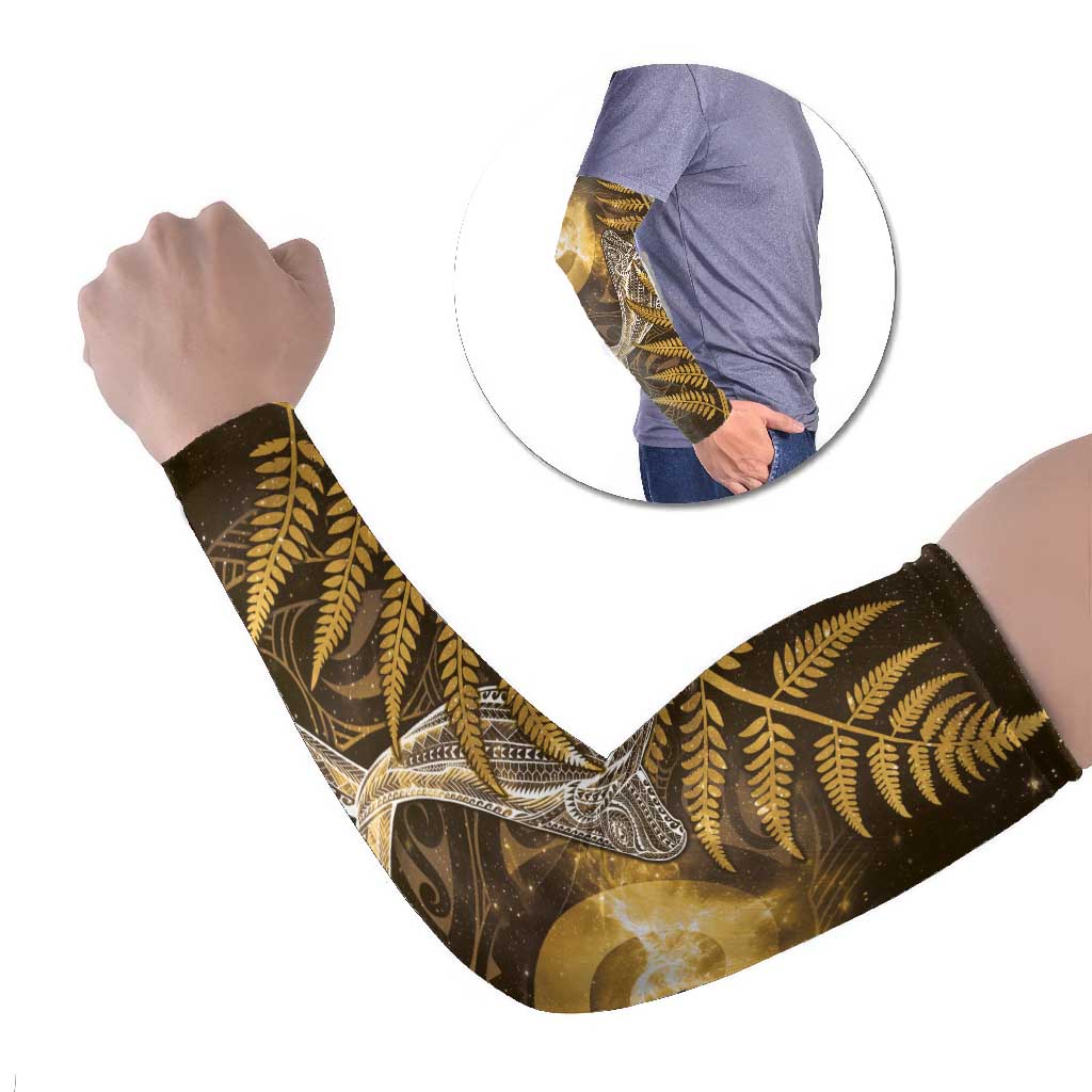 New Zealand Matariki Arm Sleeves Maori Koru With Humpback Whale Gold LT05 Set of 2 Gold - Polynesian Pride