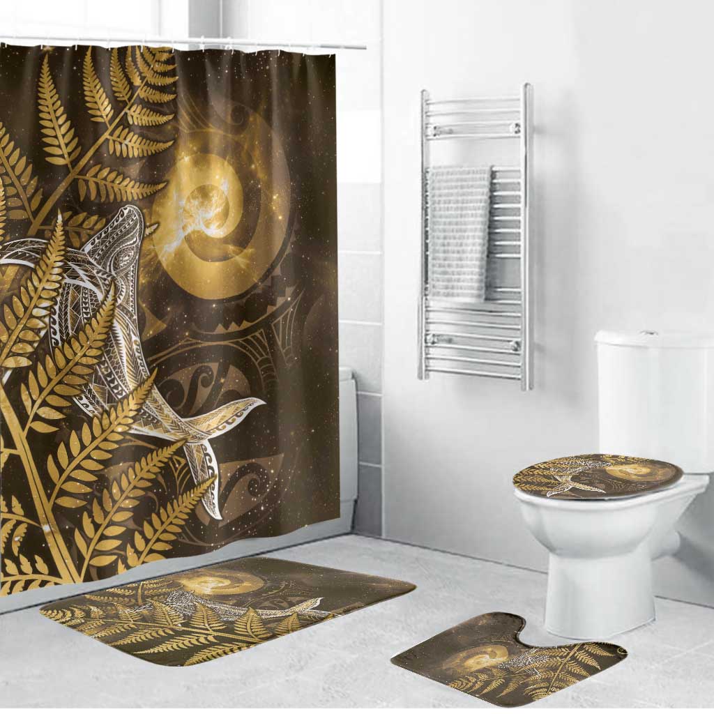 New Zealand Matariki Bathroom Set Maori Koru With Humpback Whale Gold LT05 Bathroom Set (4 pcs) Gold - Polynesian Pride