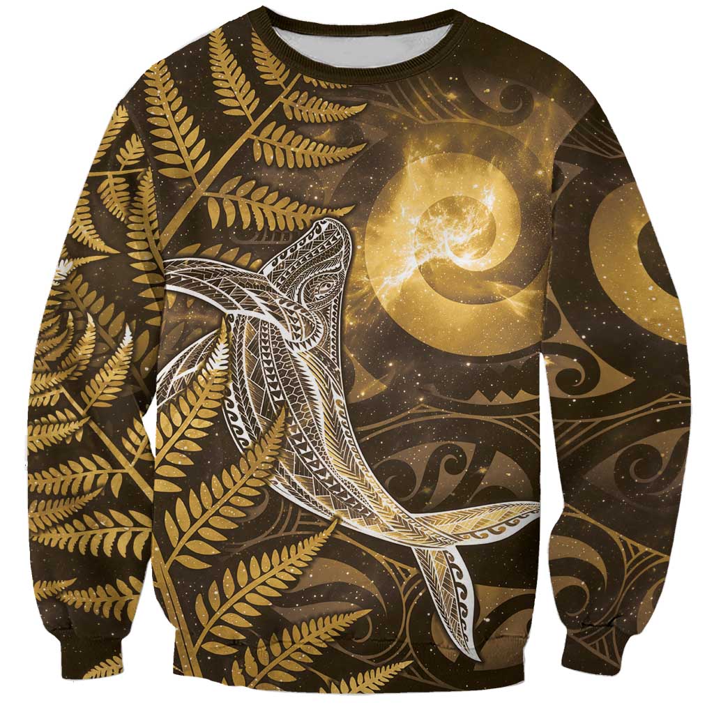 New Zealand Matariki Sweatshirt Maori Koru With Humpback Whale Gold LT05 Unisex Gold - Polynesian Pride