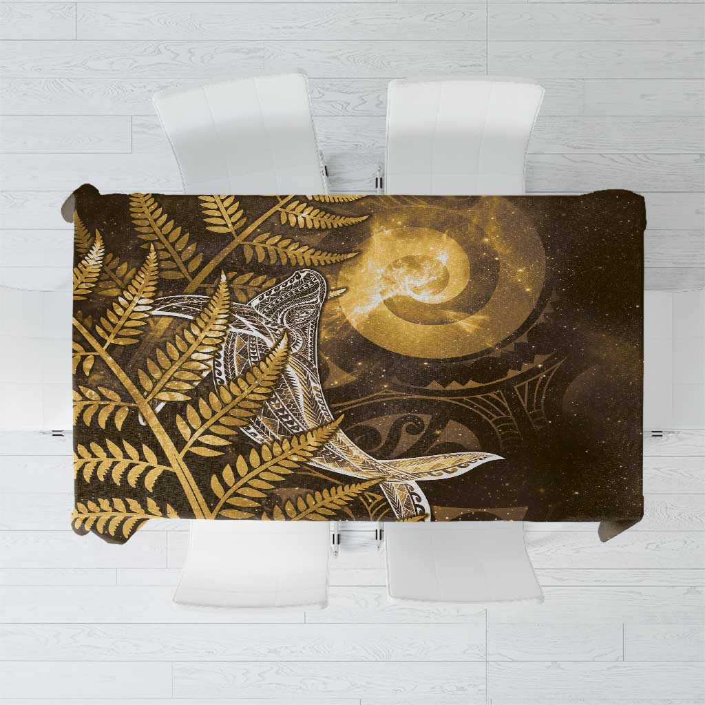 New Zealand Matariki Tablecloth Maori Koru With Humpback Whale Gold LT05 Gold - Polynesian Pride