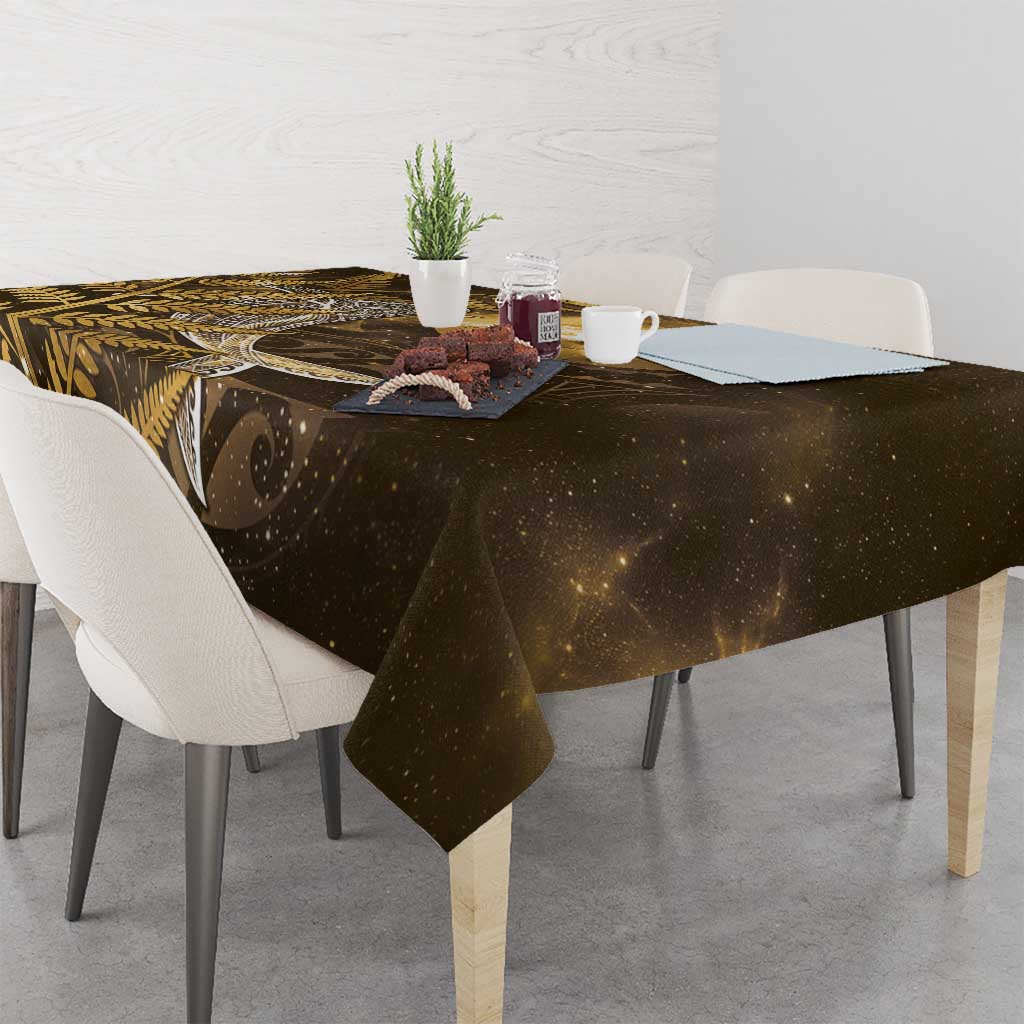 New Zealand Matariki Tablecloth Maori Koru With Humpback Whale Gold LT05 - Polynesian Pride
