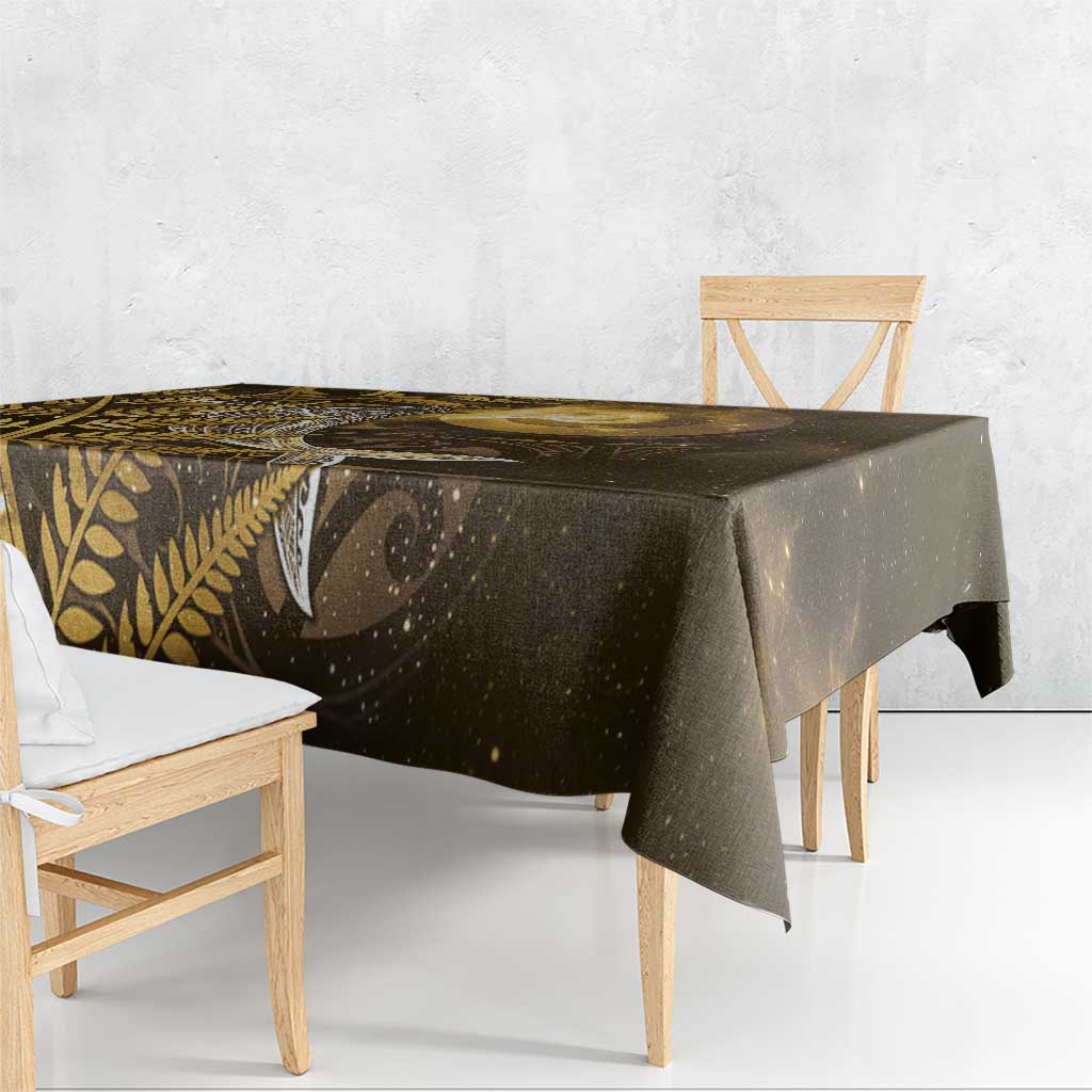 New Zealand Matariki Tablecloth Maori Koru With Humpback Whale Gold LT05 - Polynesian Pride