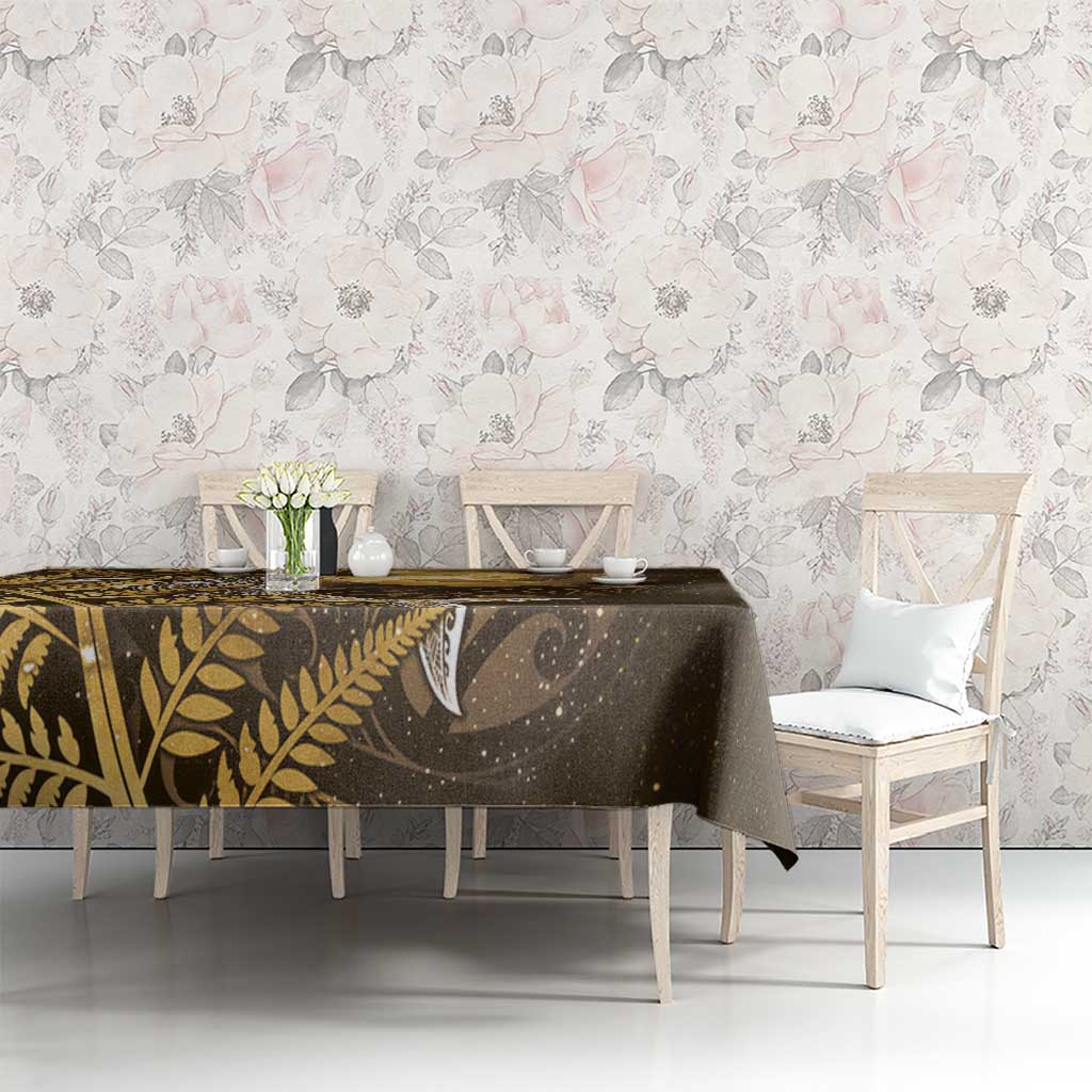 New Zealand Matariki Tablecloth Maori Koru With Humpback Whale Gold LT05 - Polynesian Pride