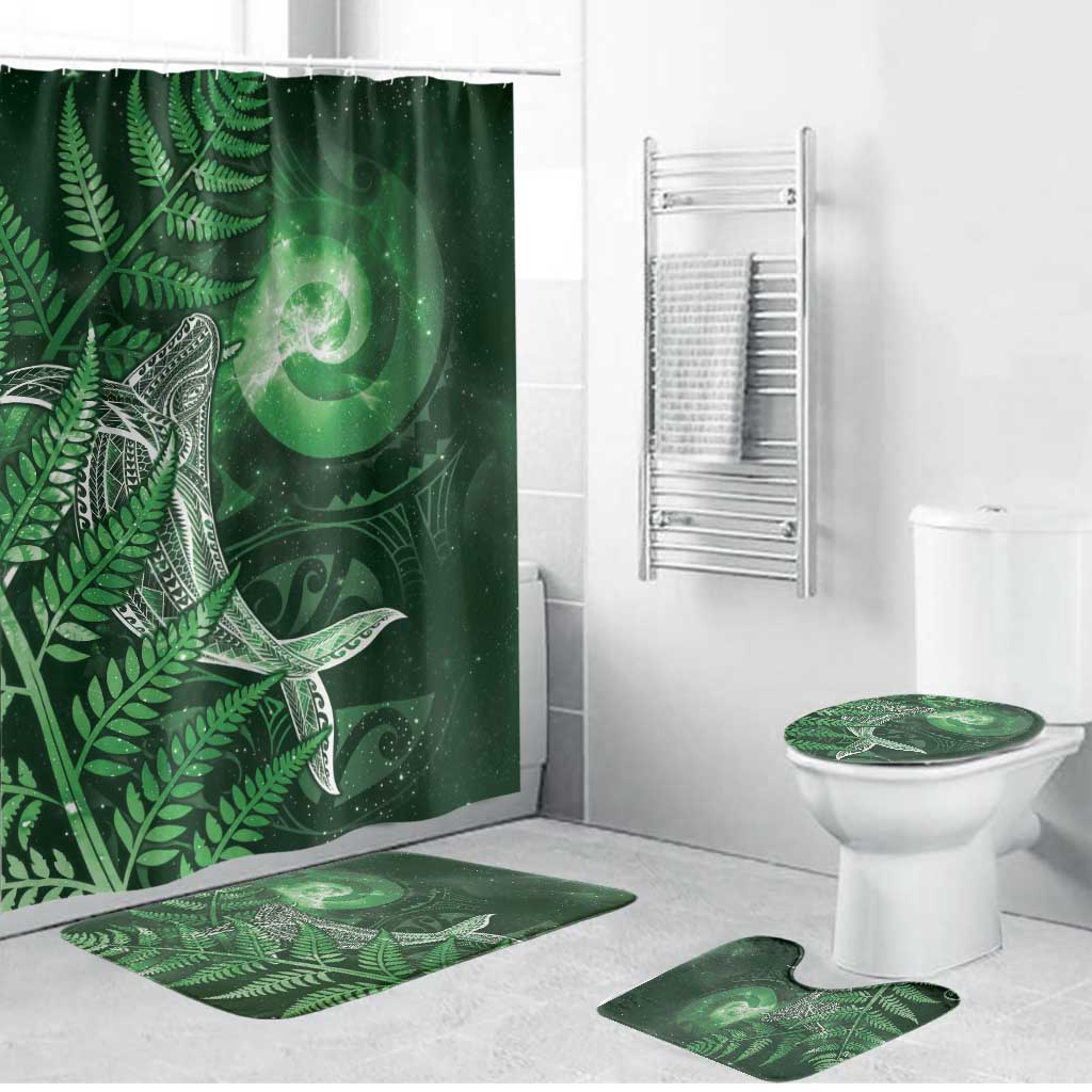 New Zealand Matariki Bathroom Set Maori Koru With Humpback Whale Green LT05 Bathroom Set (4 pcs) Green - Polynesian Pride