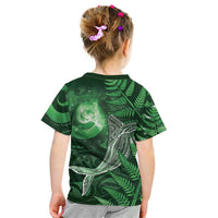 New Zealand Matariki Kid T Shirt Maori Koru With Humpback Whale Green LT05 - Polynesian Pride