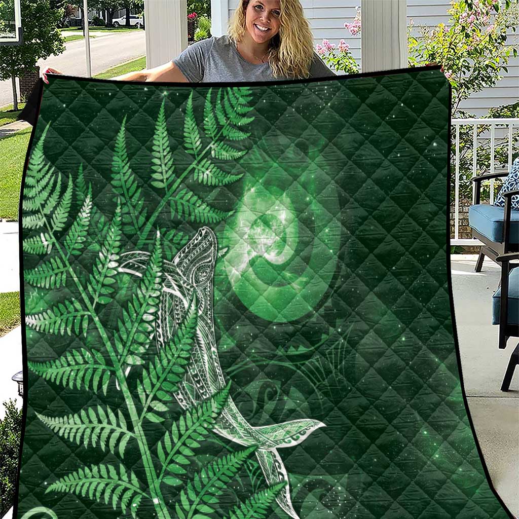 New Zealand Matariki Quilt Maori Koru With Humpback Whale Green LT05 Green - Polynesian Pride