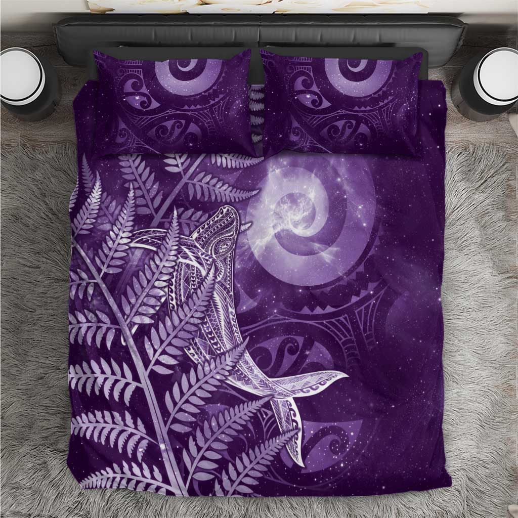 New Zealand Matariki Bedding Set Maori Koru With Humpback Whale Purple LT05 Purple - Polynesian Pride