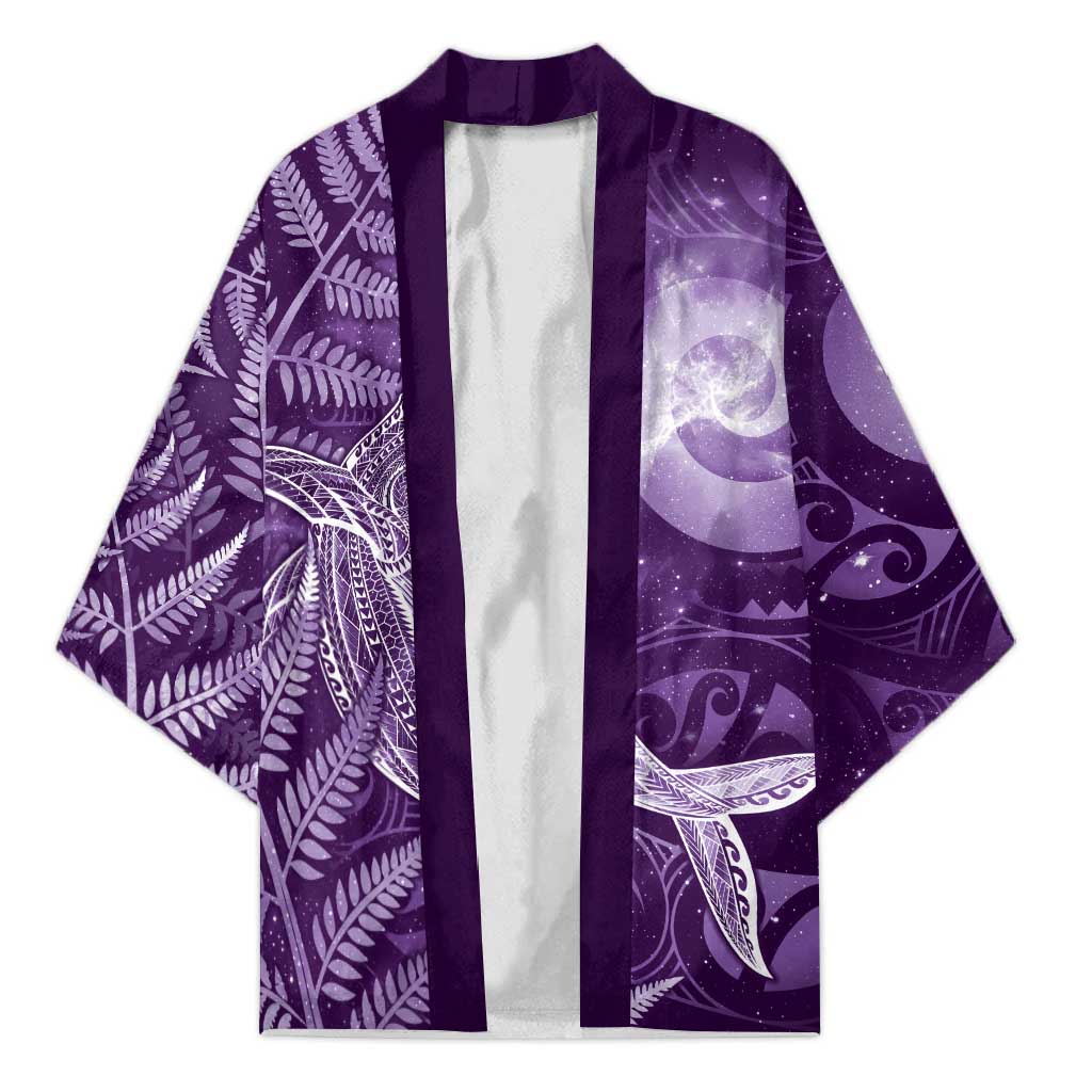 New Zealand Matariki Kimono Maori Koru With Humpback Whale Purple LT05 Unisex Purple - Polynesian Pride