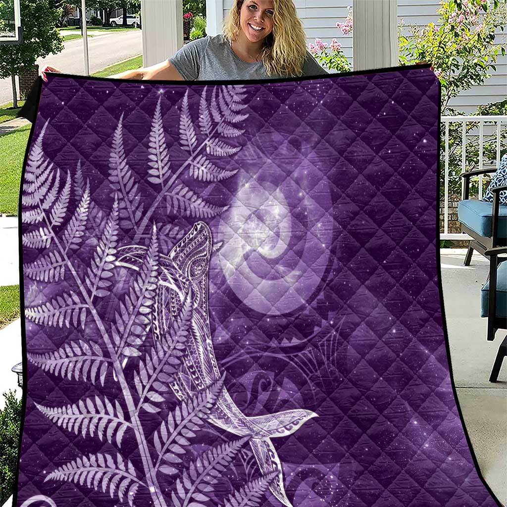 New Zealand Matariki Quilt Maori Koru With Humpback Whale Purple LT05 Purple - Polynesian Pride