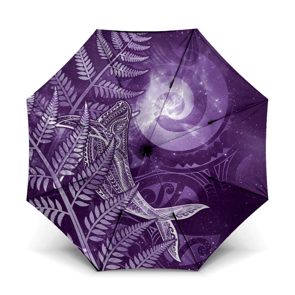 New Zealand Matariki Umbrella Maori Koru With Humpback Whale Purple LT05 One Size Folded 11.42 inch Opened Diameter 37.4 inch Purple - Polynesian Pride