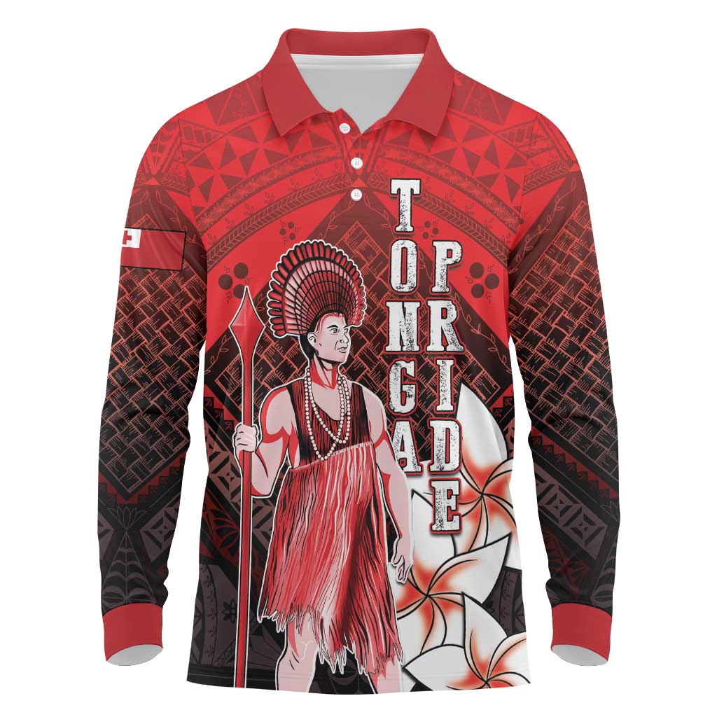 The First King Of Tonga Long Sleeve Polo Shirt Tongan Pride LT05 Red - Polynesian Pride