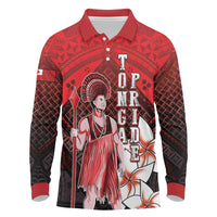 The First King Of Tonga Long Sleeve Polo Shirt Tongan Pride LT05 Red - Polynesian Pride