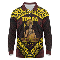 Tonga First King Long Sleeve Polo Shirt Ahoeitu Know Your Roots LT05 Maroon - Polynesian Pride