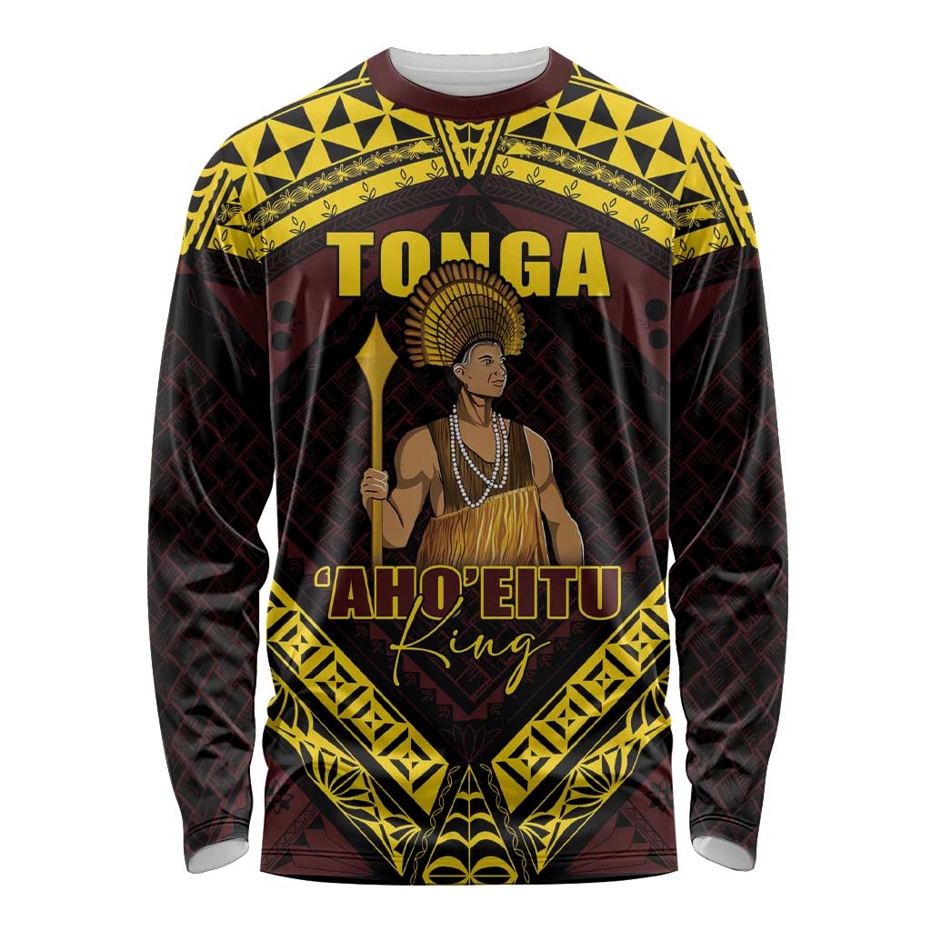 Tonga First King Long Sleeve Shirt Ahoeitu Know Your Roots LT05 Unisex Maroon - Polynesian Pride