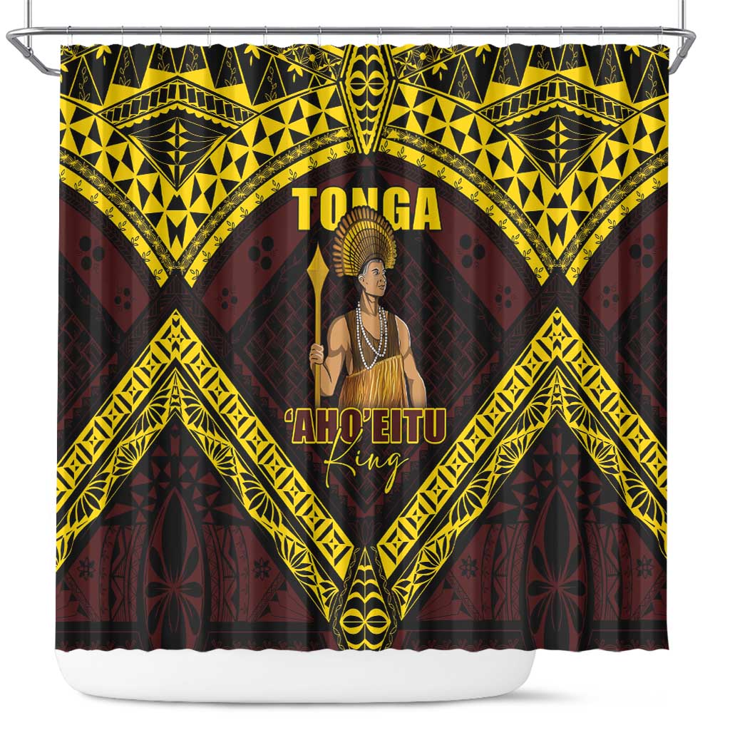 Tonga First King Shower Curtain Ahoeitu Know Your Roots LT05 Maroon - Polynesian Pride