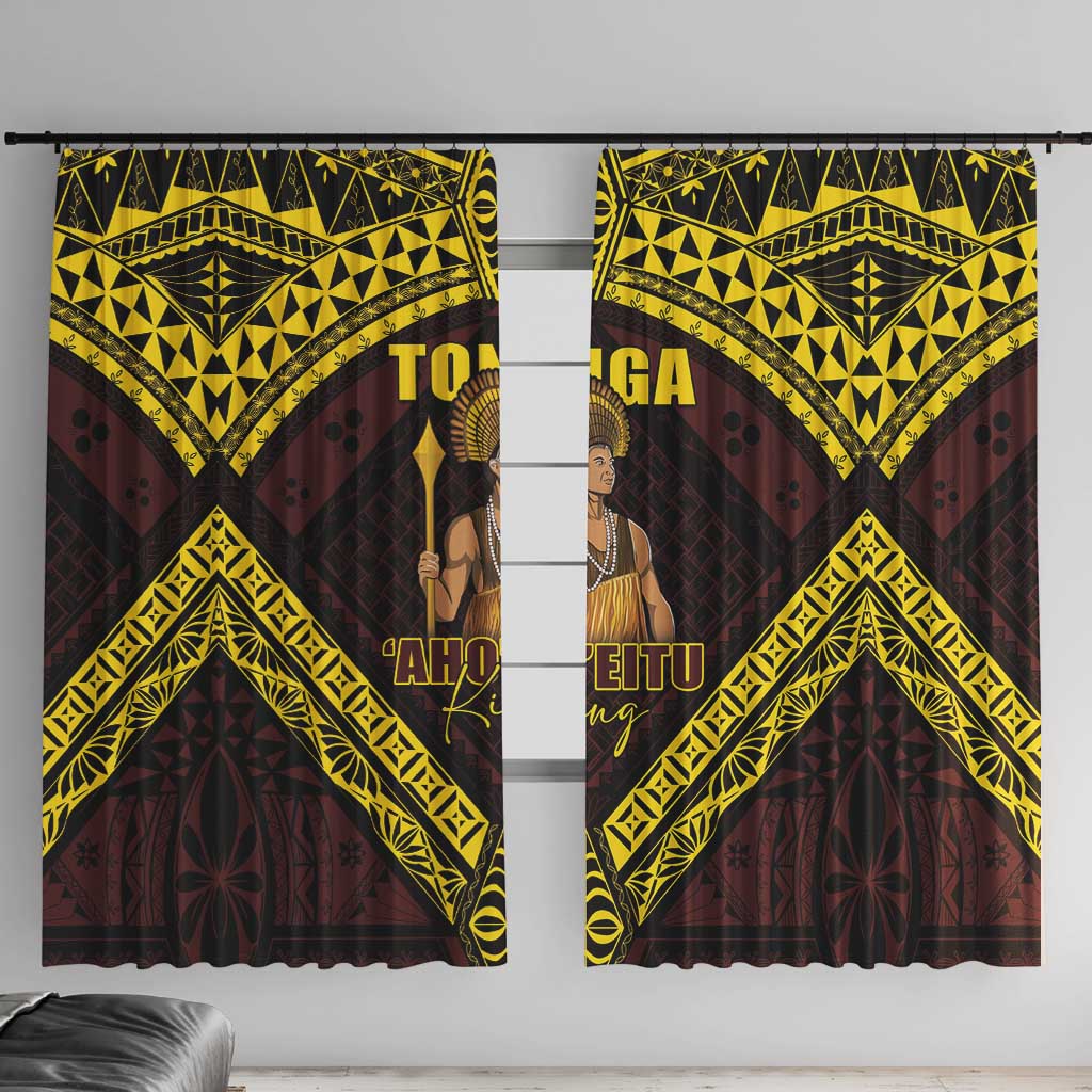 Tonga First King Window Curtain Ahoeitu Know Your Roots LT05 With Hooks Maroon - Polynesian Pride
