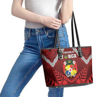 Tonga Emancipation Day Leather Tote Bag Tongan Kupesi Pattern LT05 - Polynesian Pride