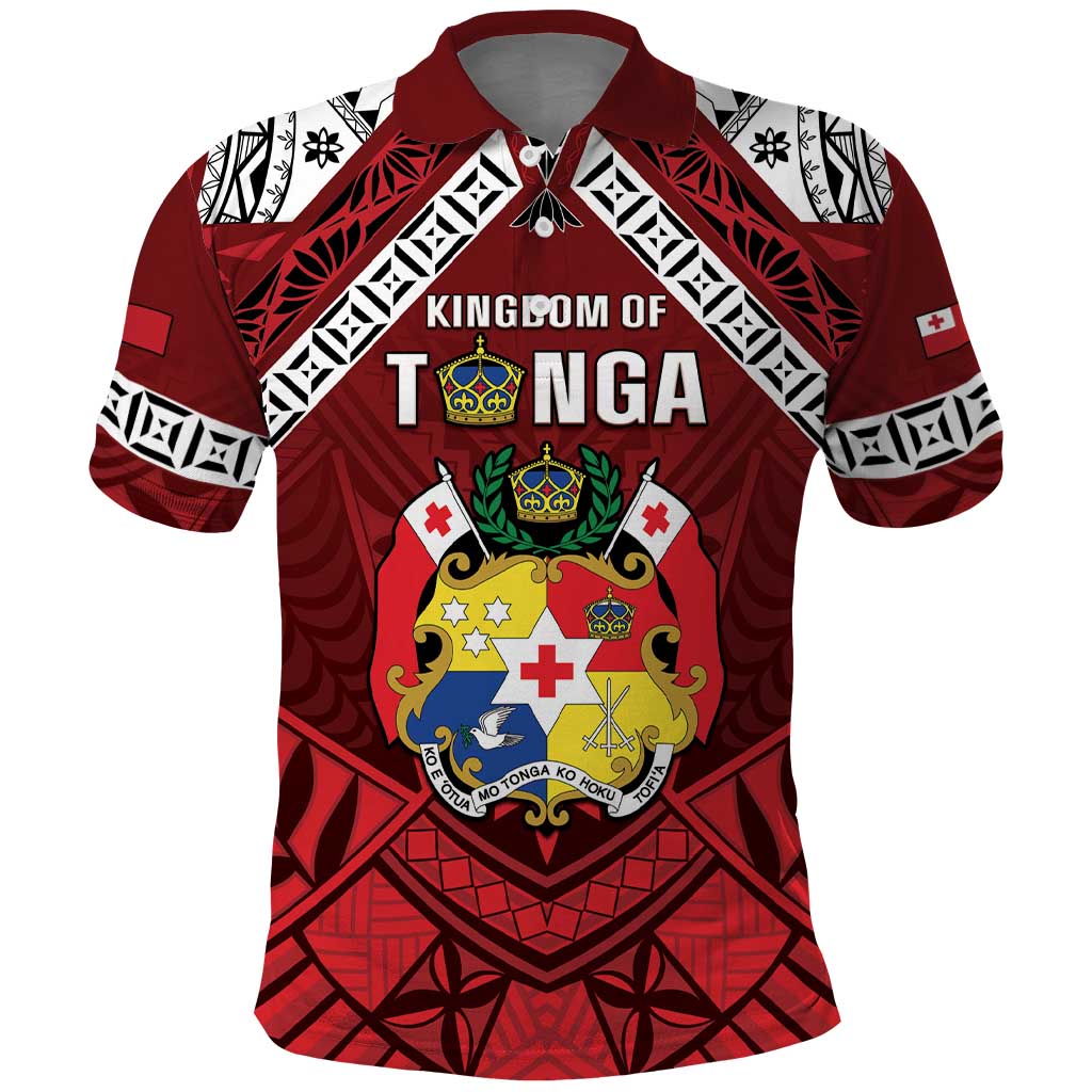 Tonga Emancipation Day Polo Shirt Tongan Kupesi Pattern LT05 Red - Polynesian Pride