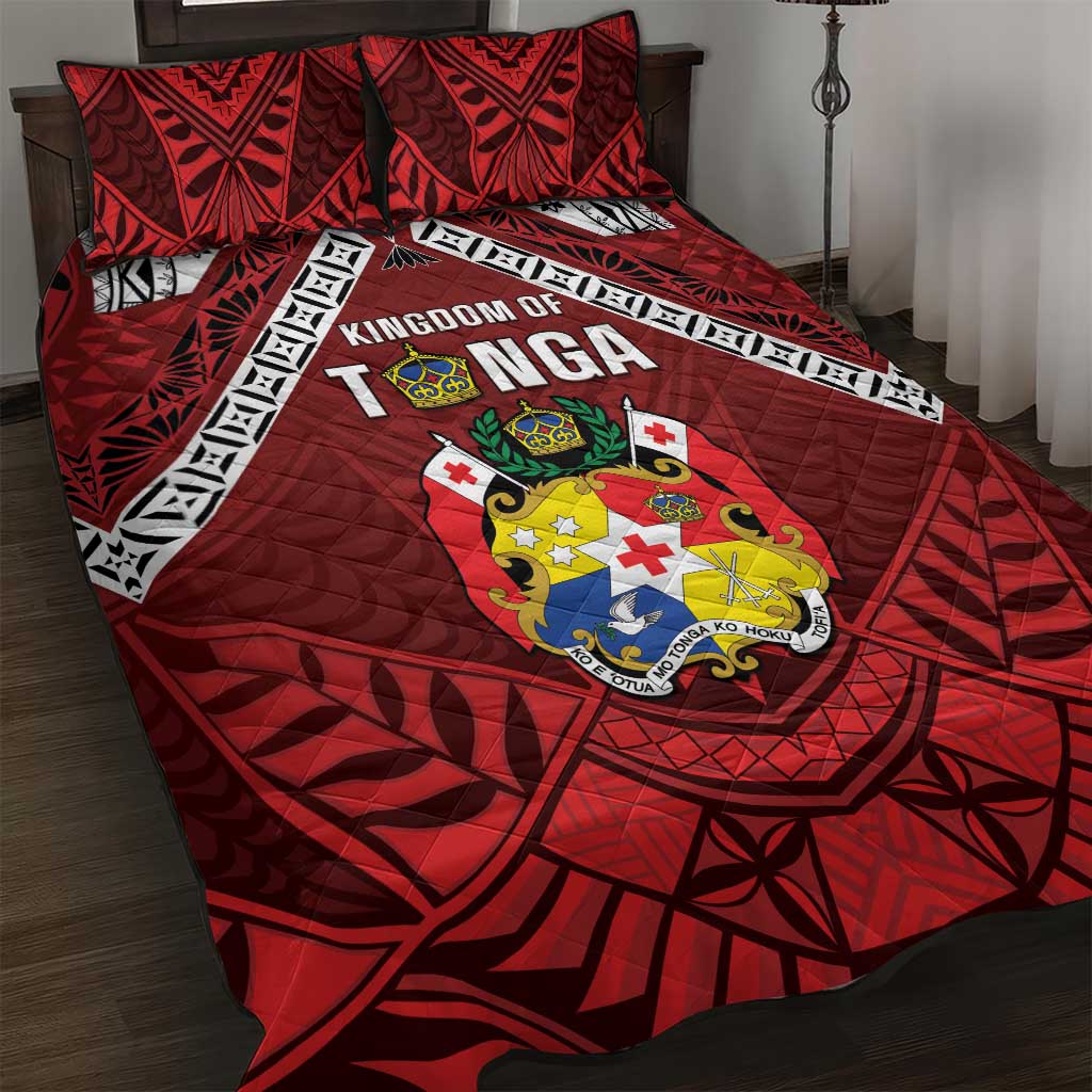 Tonga Emancipation Day Quilt Bed Set Tongan Kupesi Pattern LT05 Red - Polynesian Pride