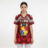 Tonga Emancipation Day Scrub Top Tongan Kupesi Pattern LT05 - Polynesian Pride
