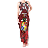 Tonga Emancipation Day Tank Maxi Dress Tongan Kupesi Pattern LT05 Women Red - Polynesian Pride
