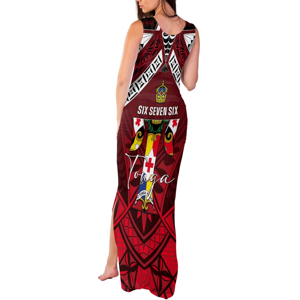 Tonga Emancipation Day Tank Maxi Dress Tongan Kupesi Pattern LT05 - Polynesian Pride