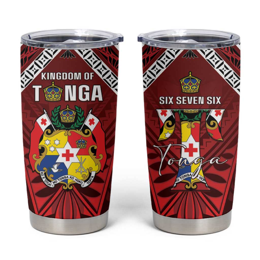 Tonga Emancipation Day Tumbler Cup Tongan Kupesi Pattern LT05 Red - Polynesian Pride
