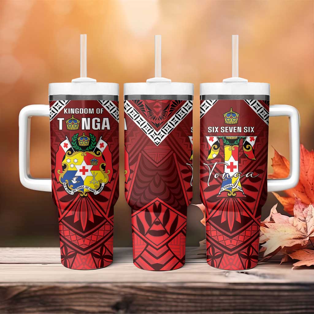Tonga Emancipation Day Tumbler With Handle Tongan Kupesi Pattern LT05 - Polynesian Pride