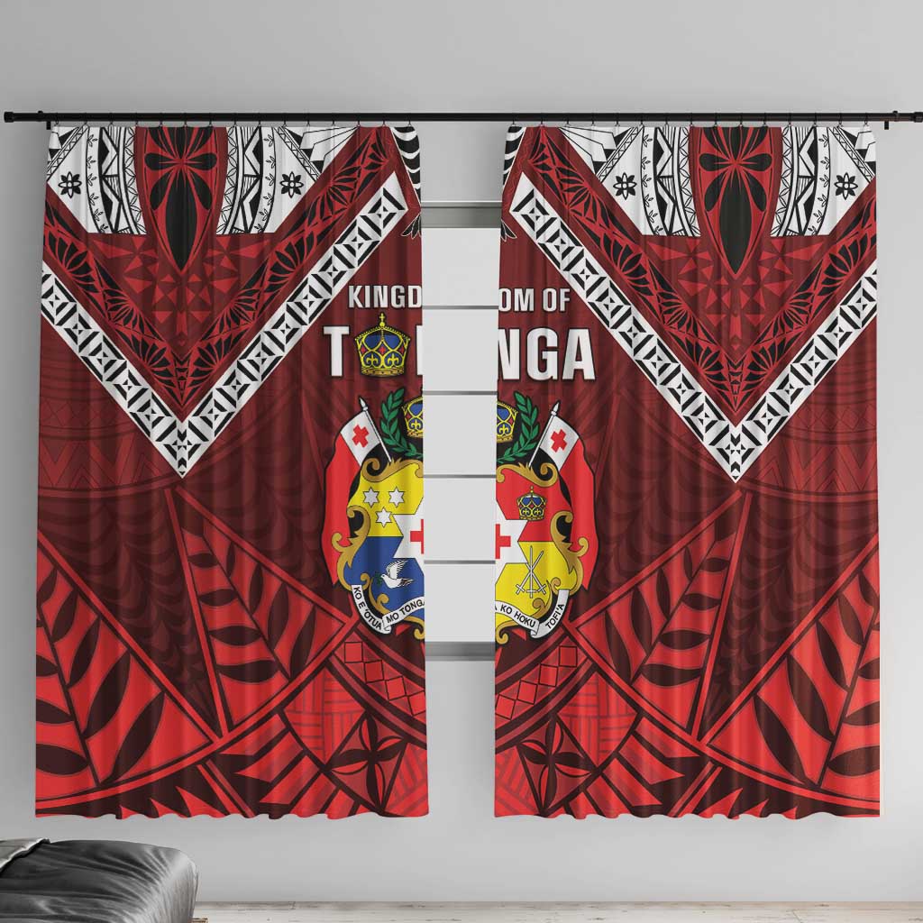 Tonga Emancipation Day Window Curtain Tongan Kupesi Pattern LT05 With Hooks Red - Polynesian Pride