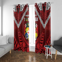 Tonga Emancipation Day Window Curtain Tongan Kupesi Pattern LT05 With Grommets Red - Polynesian Pride