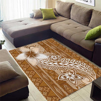 Tonga Kupesi Ngatu Area Rug Vintage Brown Plumeria LT05 - Polynesian Pride