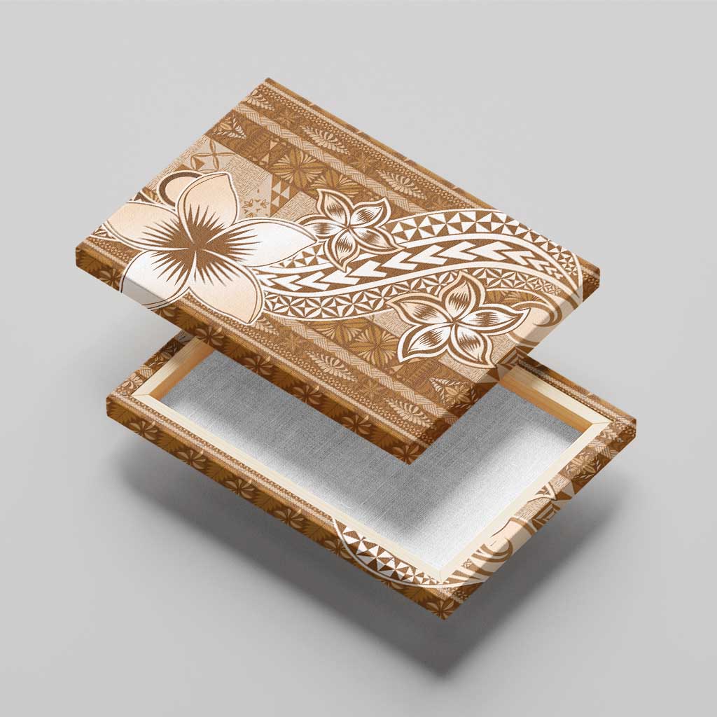 Tonga Kupesi Ngatu Canvas Wall Art Vintage Brown Plumeria LT05 - Polynesian Pride