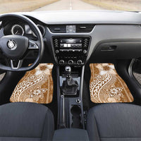 Tonga Kupesi Ngatu Car Mats Vintage Brown Plumeria LT05 Set 2pcs - Front Brown - Polynesian Pride