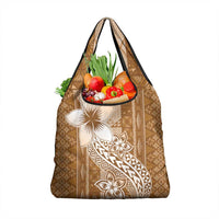 Tonga Kupesi Ngatu Grocery Bag Vintage Brown Plumeria LT05 1-pack One Size Brown - Polynesian Pride