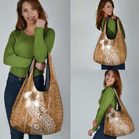 Tonga Kupesi Ngatu Grocery Bag Vintage Brown Plumeria LT05 - Polynesian Pride