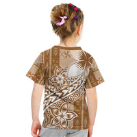 Tonga Kupesi Ngatu Kid T Shirt Vintage Brown Plumeria LT05 - Polynesian Pride