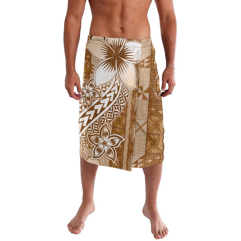 Tonga Kupesi Ngatu Lavalava Vintage Brown Plumeria LT05 Brown - Polynesian Pride