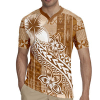 Tonga Kupesi Ngatu Rugby Jersey Vintage Brown Plumeria LT05 - Polynesian Pride