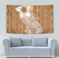 Tonga Kupesi Ngatu Tapestry Vintage Brown Plumeria LT05 - Polynesian Pride