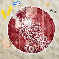 Tonga Kupesi Ngatu Beach Blanket Vintage Red Plumeria LT05 One Size 150cm Red - Polynesian Pride