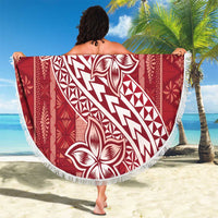 Tonga Kupesi Ngatu Beach Blanket Vintage Red Plumeria LT05 - Polynesian Pride