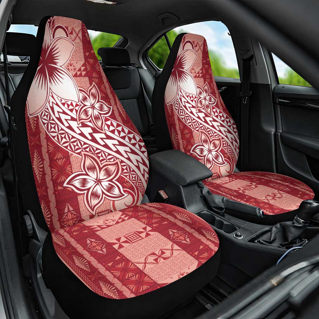 Tonga Kupesi Ngatu Car Seat Cover Vintage Red Plumeria LT05 One Size Red - Polynesian Pride