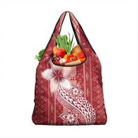 Tonga Kupesi Ngatu Grocery Bag Vintage Red Plumeria LT05 1-pack One Size Red - Polynesian Pride