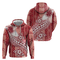 Tonga Kupesi Ngatu Hoodie Vintage Red Plumeria LT05 - Polynesian Pride