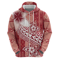 Tonga Kupesi Ngatu Hoodie Vintage Red Plumeria LT05 - Polynesian Pride